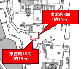 豊臣大坂城の鉄御門にある武者隠しの規模