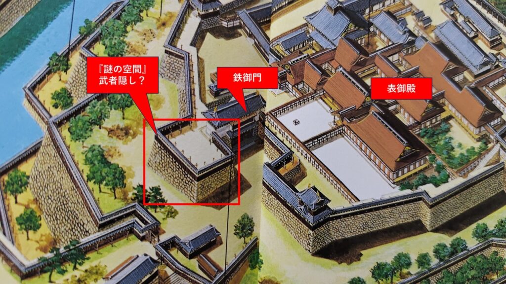 豊臣大坂城の鉄御門にある武者隠しの説明②